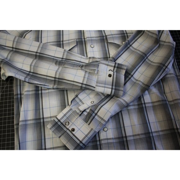 American Rag CIE /Polo long sleeved/ (Size M)/White with Blue and Black Stripes - Picture 10 of 13